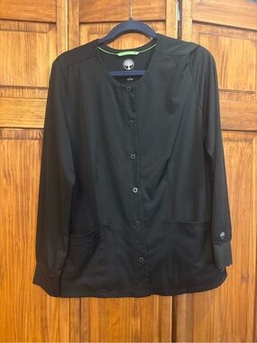 Healing Hands HH Works Black Scrub Jacket with Green Trim